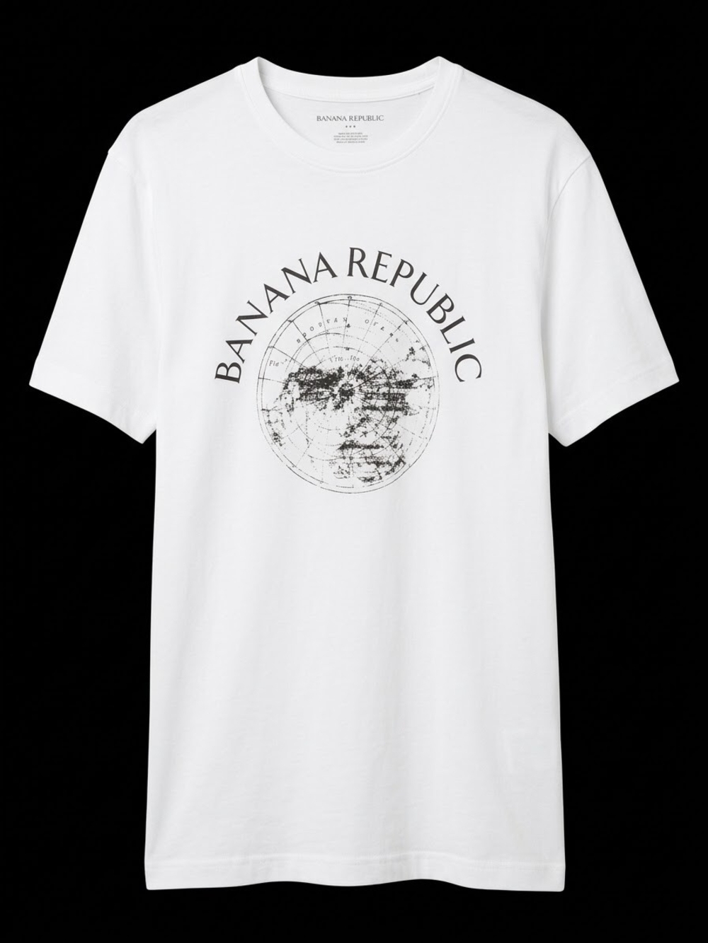 Banana Republic White Tee with Black World Map Graphic